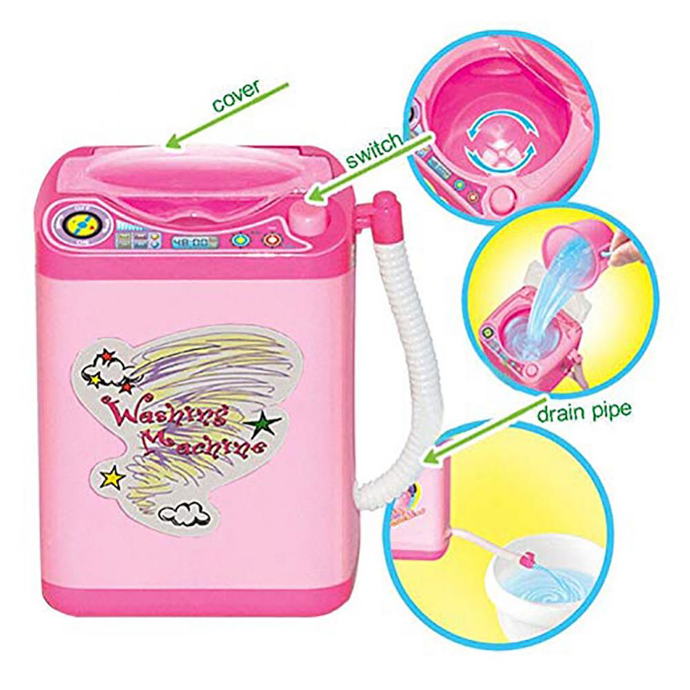 Washing Machine Toy Mini Electric Makeup Brush Cleaner Automatic Cleaning Washing Machine Pretend Play Toy Housekeeping Toys